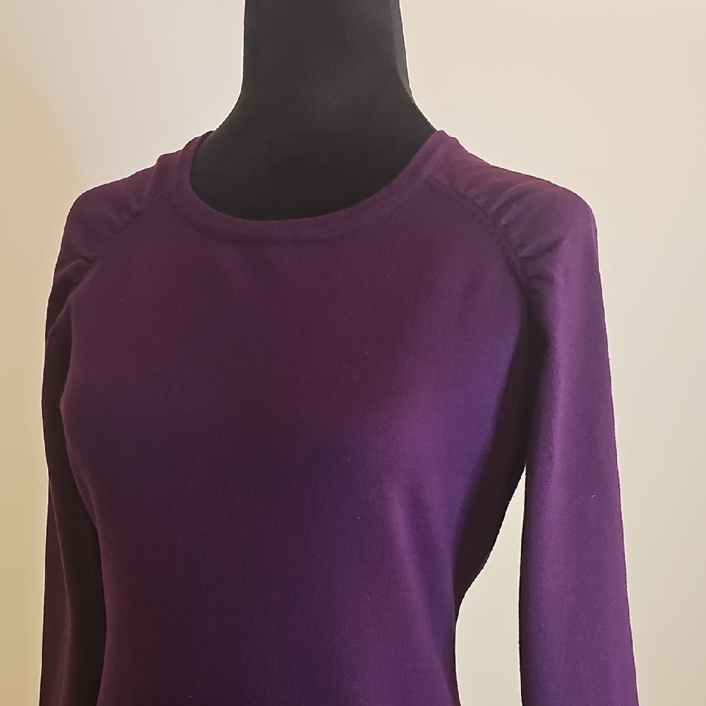 Calvin Klein Deep Purple Puff Sleeve Sweater Dress - Picture 3 of 9